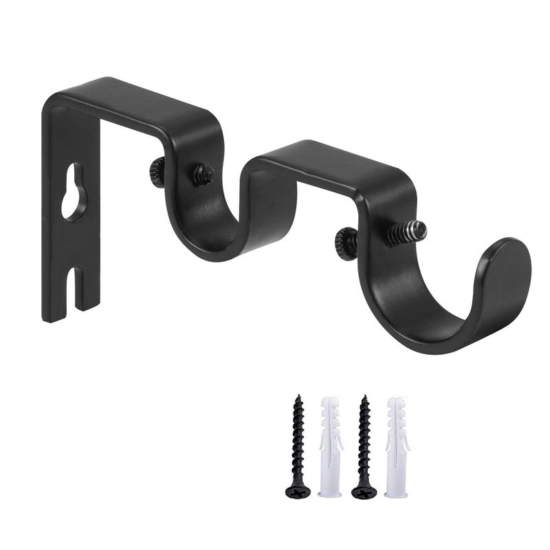 Anndason Heavy Duty Curtain Rod Brackets - Double Rod Holders 1" and 5/8" Inch (Set of 6, Black) - Image 2